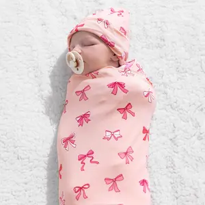 Take A Bow Bamboo Swaddle & Beanie Set Take A Bow Bamboo Swaddle & Beanie Set