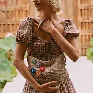 Tess Shoulder Bag - Hand Crochet - Bamboo Static