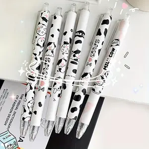 5/10-piece set of 0.5mm adorable cow-themed automatic retractable ballpoint pens with smooth black ink – the perfect festive gift for the office Office stationery supplies Smooth Writing Pens Easter Halloween novelty items (styles shipped at random)