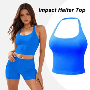 HALO Impact Halter Top Fitness Gymwear Women's Tank Tops Workout Sports Vest Seamless Yoga Backless Tanks Gym Sportswear Activewear Athletic Athletic Training Apparel
