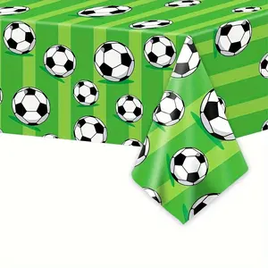Halloween Christmas Football Tablecloth, Christmas Decorations, Ideal for Birthdays Anniversaries Sports Parties, Durable Plastic Geometric Design, Easy Clean Surface