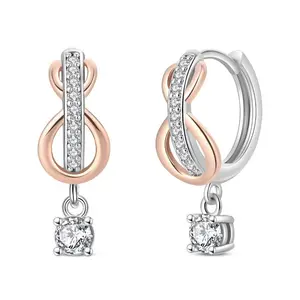 925 Sterling Silver Elegant Infinity Hoop Earrings For Women Jewelry Gift