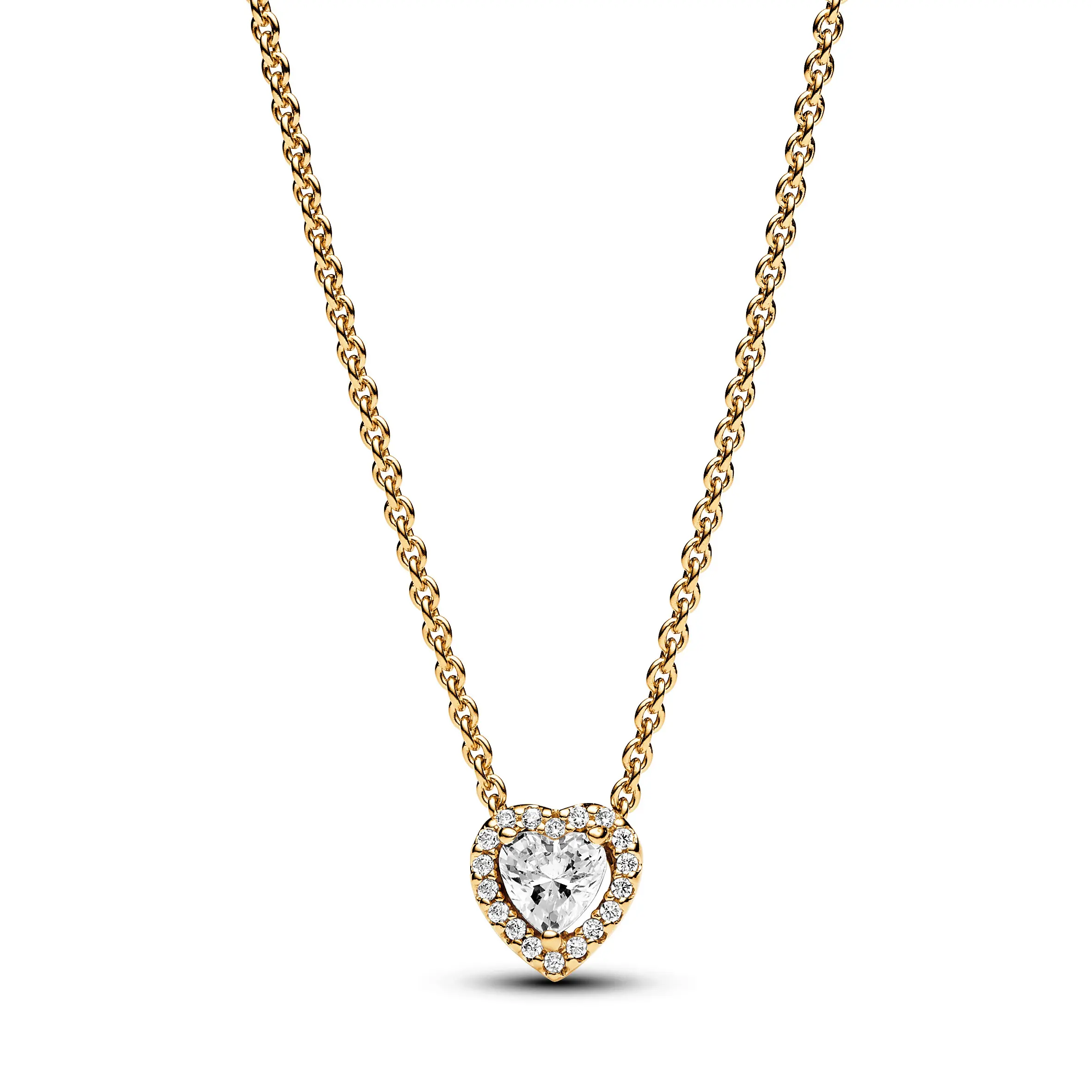 Pandora Sparkling Heart Shape Silver Collier Necklace, Single Pendant with Chain, 368425C01-45