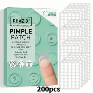 200pcs Transparent Round Acne Patches, Hydrocolloid Pimple Stickers, Portable Facial Decorative Stickers, Unisex, Before and After Makeup