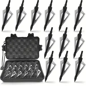 6/12PK 100/125 Grains Arrow Archery Hunting Broadheads Screw-in 3 Blades Hunting Heads Arrow Tips Compatible with   Compound Bow & Recurve Bow  and Cross bowwith Storage Case.