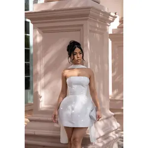 Lustre Affair Structured Rhinestone Mini Dress White
