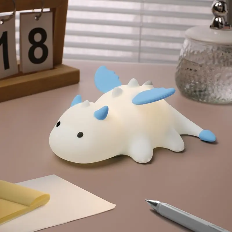 Cute Baby Dragon Night Light, Soft Silicone Lamp with Adjustable Brightness, Rechargeable Portable Nursery Bedside Lamp for Boys & Girls, Nightlight For Bedroom