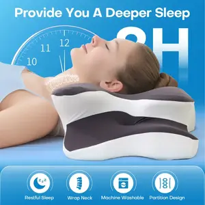 Double-sided curved neck pillow, unscented supportive memory foam, comes with a cooling pillowcase, partitioned design, and extra-large armrests, suitable for deep sleepers as well as side/stomach/back sleepers. #RecommendedValentinesDayGift tiktokshopspr