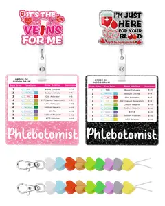 8 Pcs Phlebotomy Badge Reel Set Order of Draw Badge Card Beads,Phlebotomy Essentials Phlebotomist Badge Reel Accessories, Phlebotomy Practice Kit Lab Rn Badge Buddy Reel Nurse Supplies