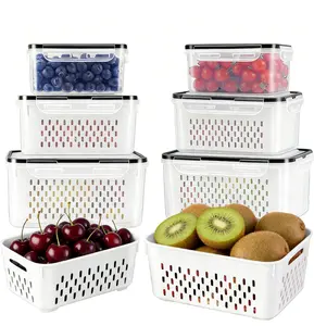 12pcs Airtight Food Storage Container (6 Colanders & 6 Storage box) Fruit Storage Containers Meal Prep for Fridge Kitchen Ustensils Leak-Proof,Microwave Safe