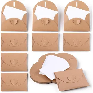 25 Sets Mini Cards with Envelopes Cute Mini Envelopes with Blank Note Cards 3.93x2.75inch Small Card with Envelope with Heart Clasp For  Card Holders Wedding Party Favors Graduation