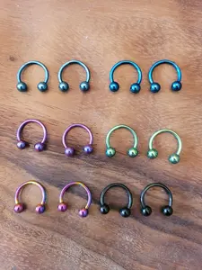Pair Titanium Steel Pinchers Ear Plugs Horseshoes Gauges Septum Stretching 2g 4g 6g 8g 10g 12g 14g 16g purple pink blue piercing jewelry