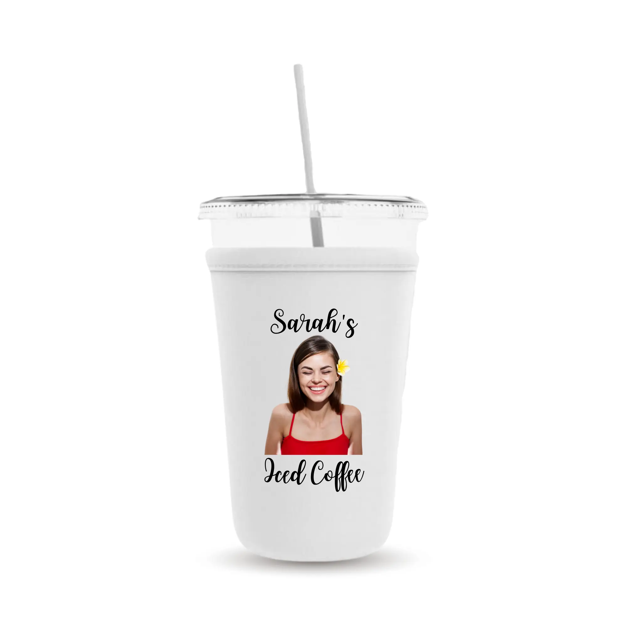 Custom Neoprene Iced Coffee Cup Cooler, Personalized Photo Iced Coffee Sleeve, Gift and Party Favor Drinkware Ideas, Drink Accessory