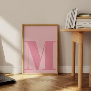 Pink Wall Art, Letter M Poster No Frame, Preppy Room Decor, M Initial Print, Dorm Room Decor, Cute Pink Wall Art, Single Letter Print
