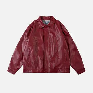 Aelfric Eden Jackets Vintage Line Leather Jacket Oversized Classic Zipper Streetwear Casual Soft Warm Coats