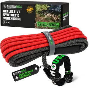 Rhino USA Synthetic Winch Line (3/8" x 94') with Soft Shackle for Jeep Wrangler, Gladiator, 4Runner, 1/2 Ton Pickup Ultimate SUV and Truck Accessories