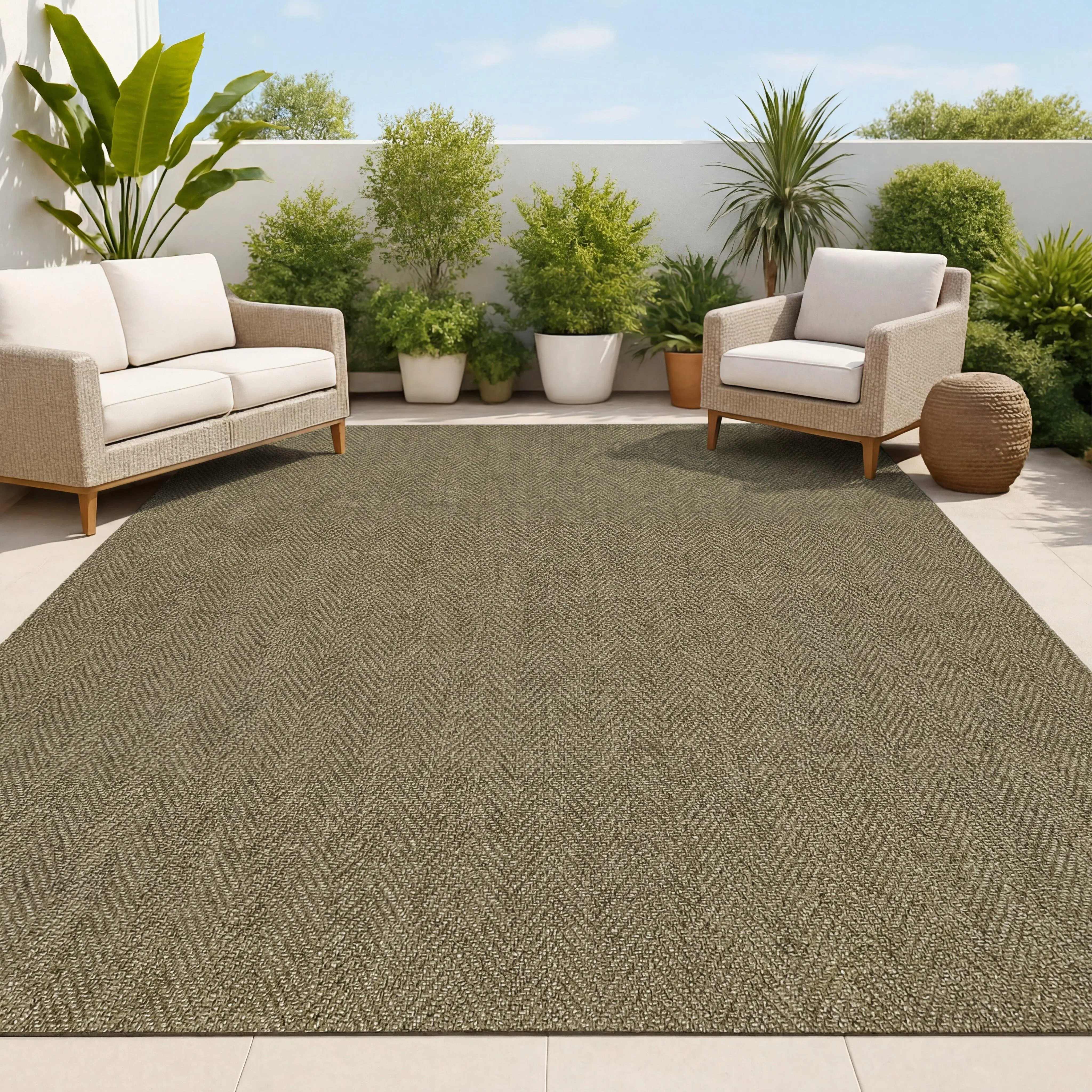 Rowena Easy Jute Scandinavian Boho Herringbone Weave Area Rug