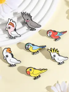 7-Piece Cute Colorful Parrots Brooch Enamel Pins Cartoon Cockatiel Scarlet Macaw Cockatoo Birds Parrots Brooches Clothes Lapel Badge Animal Jewelry Gift for Kid Friends