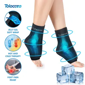 TOLACCEA Hot Compress Ankle Foot Ice Pack Wrap for Plantar Fasciitis Relief,Ankle Brace for Sprained Ankle,Heel Spur,Swelling,Achilles Tendonitis,Pain,Hot&Cold Thrapy Support heating pad