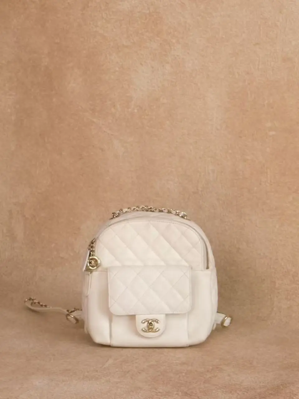Pre-owned CHANEL CC Day Backpack Quilted Caviar Leather, Gold Zip, Convertible Shoulder Bag (Backpacks for Daily Use)