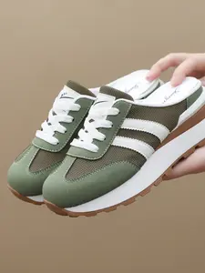 2026 Spring Summer New Retro Colorblock Mesh Agan Half Sandal Women Streetwear Mules, Soft Rubber Sole Anti-Slip Breathable Slip-On Casual Shoes, Perfect for Daily Wear