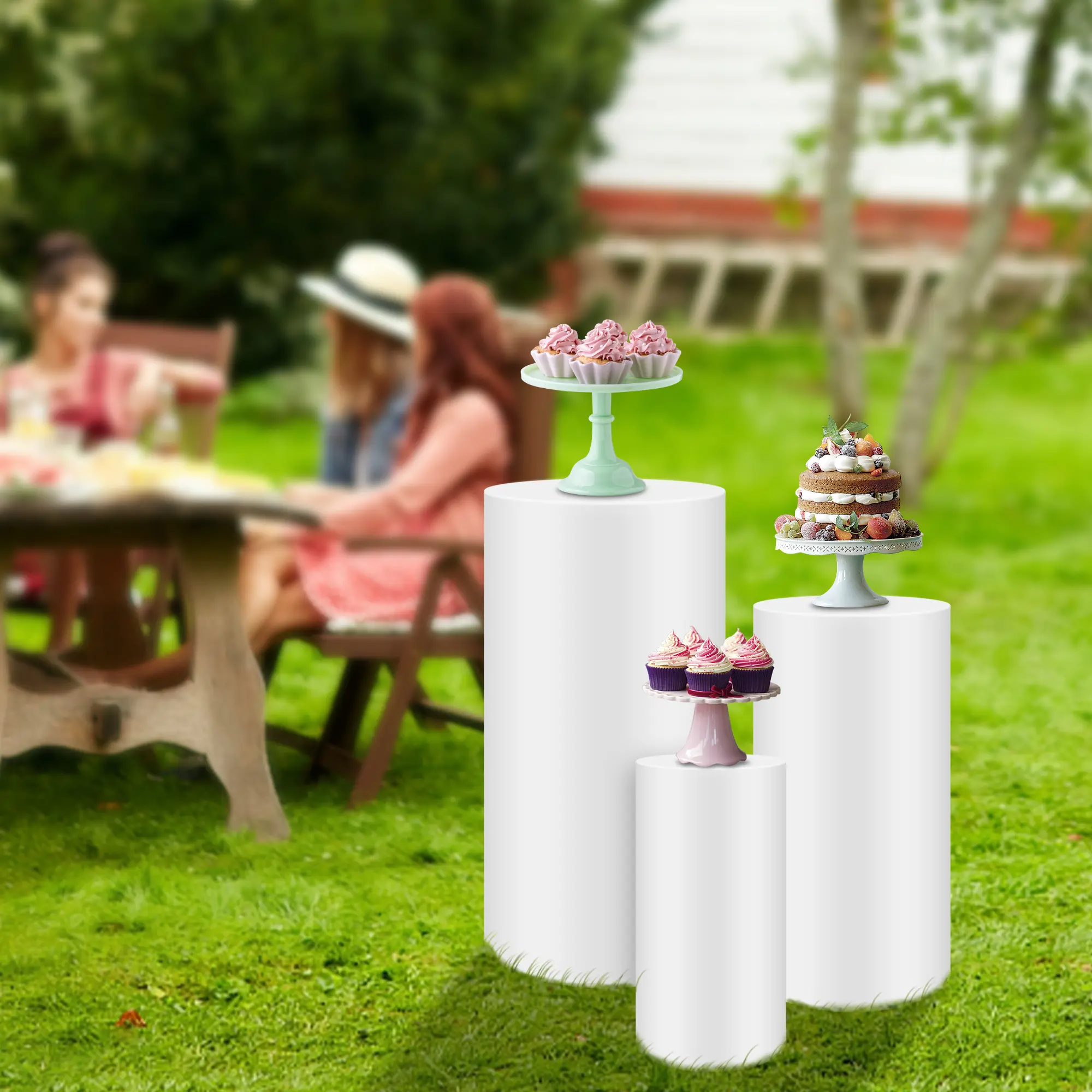 Cylinder Stands for Party,Thickened Cylinder Pedestals Display Cake Cylinder Stand Round Cylinder Pedestal Stands for Parties Wedding Birthday Christmas Decorations
