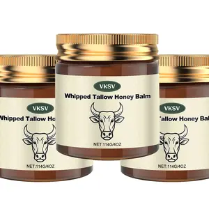 Whipped Grass-Fed Beef Tallow Honey Balm - 4 Oz,Moisturizing Cream for Soft, Smooth Skin - Handmade All-Natural Moisturizer