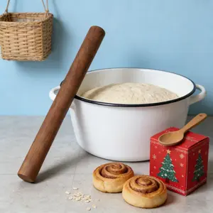 1 Piece 11.81 Inch Wooden Rolling Pin, Handmade Durable Kitchen Tool, Baking Tools, Ideal for Christmas Cookies, Pie Crusts, Pizza, Baking Supplies