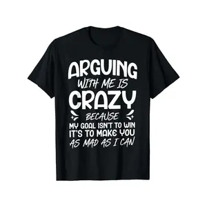 Funny "Arguing with Me Pointless I Knew I Was Wrong" Saying T-Shirt - Lightweight Short Sleeve Tee with Humorous Print, Round Neck Casual Top for &, Gym,, Casual Attire - Machine Washable Funny Statement Shirt
