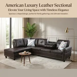 Brown Faux Leather Synthetic Leather Sofa Set - Wear-Resistant, Non-Spinning, Non-Pilling, Lint-Free, Breathable, Mould-Proof, Soft, Delicate, and Comfortable to Touch