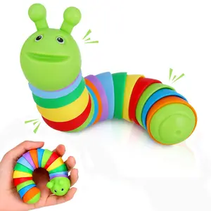 2pcs 3pcs Stress Relief Rainbow Caterpillar Toys, Flexible Desk Pet Toy, Unisex Adult Children Anti-Stress Toy, Random Color Shipping