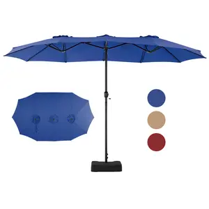 15ft Large Patio Umbrella with Base Included, Rectangle Table Umbrella Outdoor Patio, Outside Umbrellas for Deck, Market, Backyard