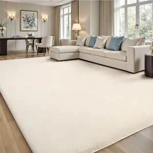 FAMVAL Large Size Plush Rugs Big Fluffy Area Rug Non-slip Soft Shaggy Ultra-comfortable Cool Carpet Mats for Living room Bedroom Nursery Home Decor Milky White Christmas gifts