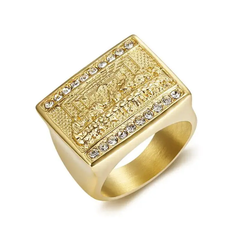 Elegant Nugget Ring with Sparkling Cubic Zirconia, Hip Hop Inspired Unisex Square Dinner Ring in Gold or Silver Color, Elegant Ring