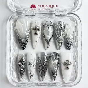 Younique Nails 2025 | SL Studio | Fallen Angel | 10PCS 100% Handmade Press-On Nails | Reusable Colorful Art