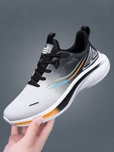 1 Pair Men's Gradient Trendy Leather Sneakers| Street Casual Style | Gradient Color-Block Upper + Breathable Fabric + Adjustable Lace Design | Daily Streetwear / Trendy Outfits / Street Style, Eye-Catching Fashion Sneakers, Athletic Shoes
