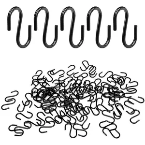 100 Pcs Mini S Hooks for Hanging, 1/2 Inch S Shaped Hooks, Ornament Hooks, S Hangers Hooks, S Hanging Hooks, Wire Hooks, Metal S Hooks for Crafts, Jewelry Keychain Necklaces, Black