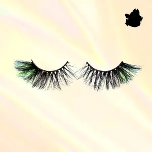 Slime 25mm Neon Green Wispy Glue On Lash Strips with Yellow Diamond Casing for Medium Eye Shapes - Eyelashes Makeup Flawless Mascara Cosmetic | Perfect Halloween Lashes Colorful