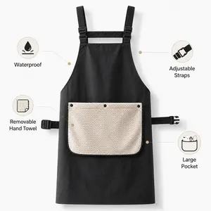 Multi-Functional Waterproof Apron with Removable Towel & Pocket｜Easy On/Off, Wipe & Store in One, Resists Stains & Spills, for Home & Commercial Use, Adjustable H-Back Strap, Large Capacity, for Cooking, Cleaning, Baking, Crafts, Unisex