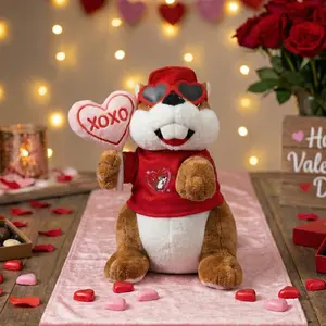 Buc-ee's 2026 Valentine's Plush Adorable Beaver in Red Outfit with Heart Sunglasses & XOXO Wand Official Seasonal Release Gift