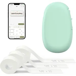 E10 Bluetooth Label Maker Machine with 3 Tapes, Continuous Waterproof Label, Versatile App with 35 Fonts and 1k+ Icons, Inkless Labeler for Home Kitchen School Office Organization, Green