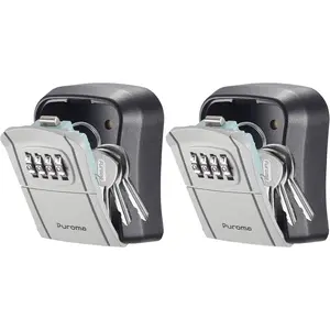 Key Lock Box Combination Lockbox Wall-Mounted Key Storage Box for House Keys, Resettable Code Safe Security Lock Box for Home, Office, Garage, Apartment Spare Key Storage (2 Pack, Grey)