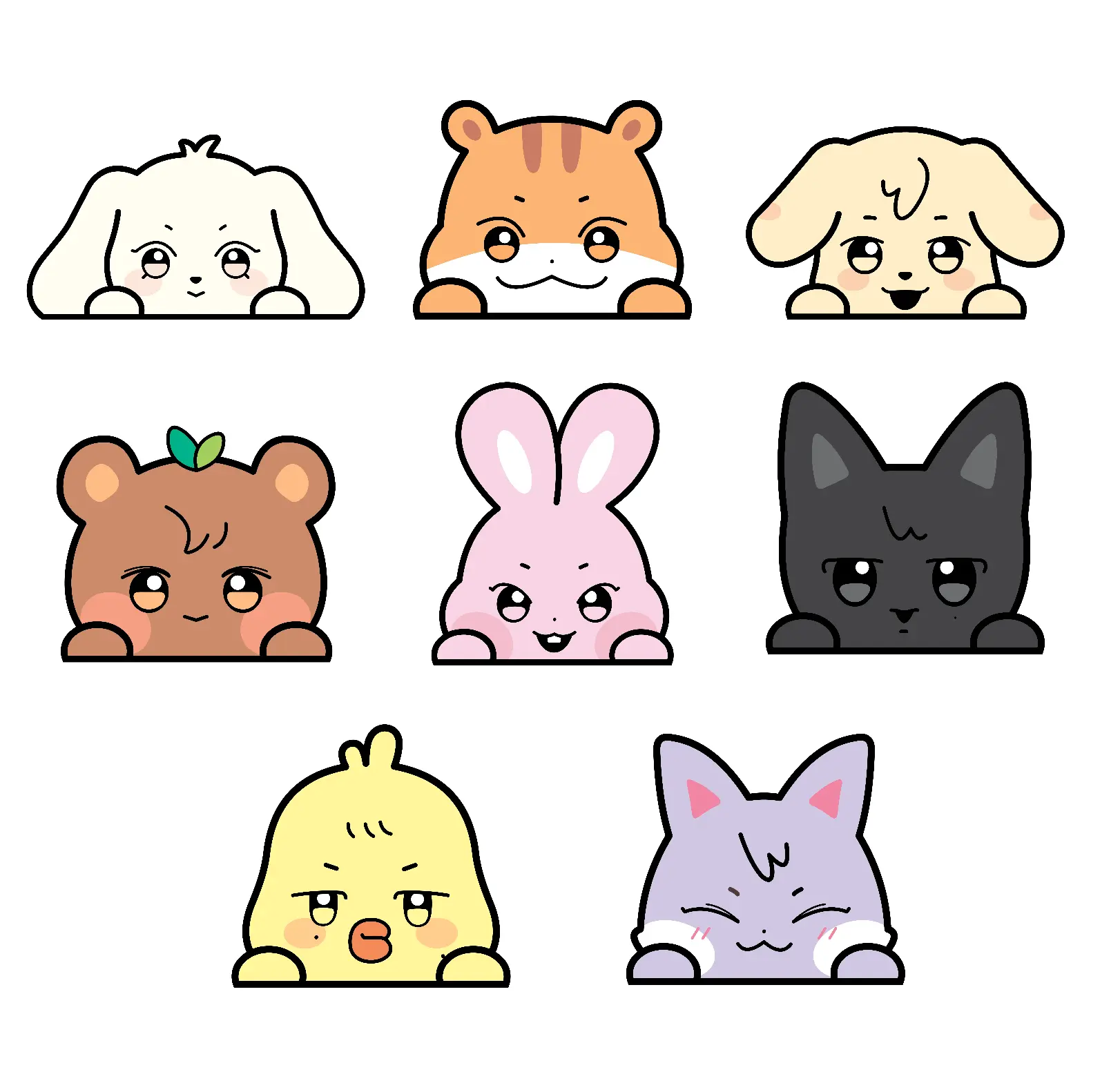 Atiny Sticker Decal Cartoon Sticker Car Decal 4.5inch Adorable Animal Faces for Car Decoration, Decal For Cars, Car Accessories Cute