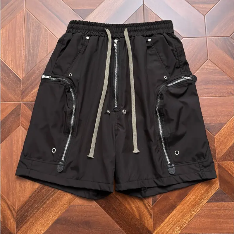 Men's RO Style Cargo Shorts, Breathable Mid Waist Male Clothing with Drawstring and Multiple Pockets, Streetwear Ready for Hoodie Looks