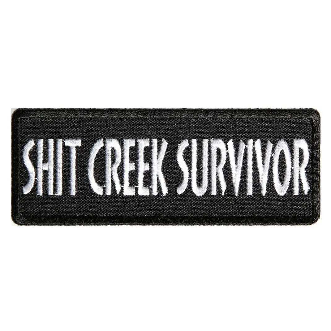 Sht Creek Survivor Embroidered 4.0 X 1.5 Iron on Patch