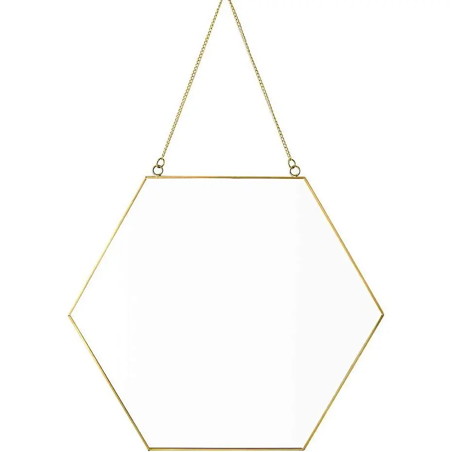 Gold Hexagon Mirror Wall Decor Small Decorative Mirror Hanging Mirrors for Wall Home Bathroom Bedroom Living Room Dorm College Office, 11.81"X10.24", Small, Gold