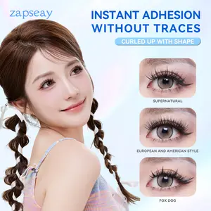 Zapseay Self Adhesive Eyelashes Natural Lash Clusters kit Pre Glued Eyelash Clusters Wispy C-curly No Glue Needed Reusable Cluster Eyelash Extensions With Tweezers