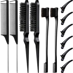 Double Color Dye Comb Set, Three-Row Plastic Hair Brush Tail Combs, Hair Styling Combs, Suitable for Curls and Various Hairstyles, Smooth Bristles, Must-Have for Hair Enthusiasts