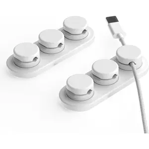 MagnaDock   Holder - 2-Pack (White) - Adhesive  Clips Cord Organizer Desktop Cord Holder for Nightstand Desk  Management