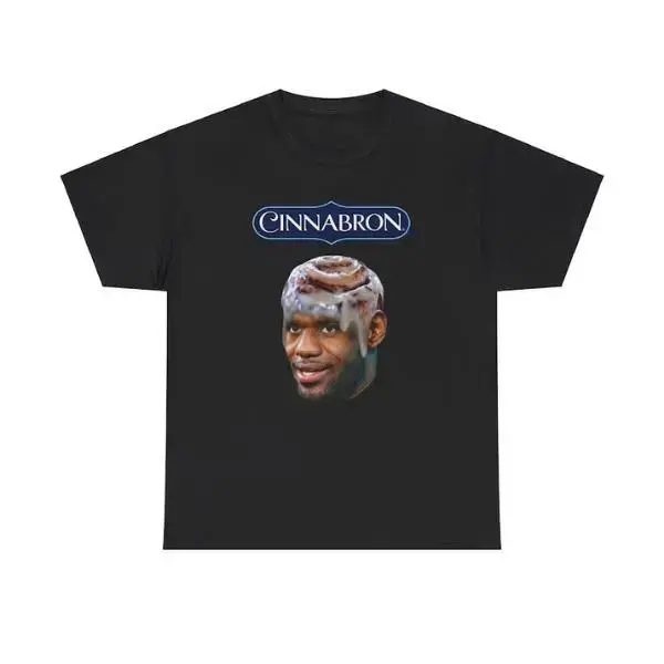 Solid Cinnabron LeBron James Meme Short-Sleeve Streetwear T-Shirt - Unisex 180g  Cotton Slimming Top, Gift for Adults, Basic, Shortsleeve